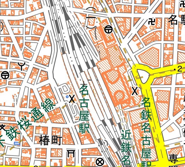現在の名古屋駅周辺の地図