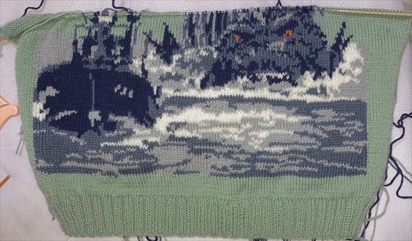 「ゴジラ −1.0」のセーターを編んだ