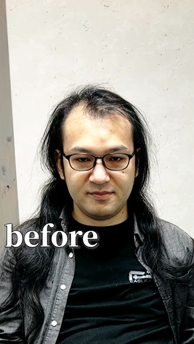 10年間髪を切っていない男性がイメチェン