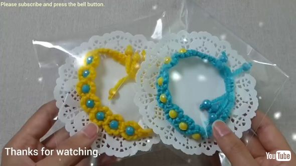 ビーズ 毛糸 編み物 ミサンガ ブレスレット