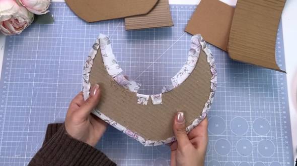 布とダンボールでバスケット作り