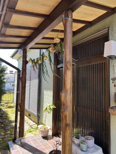 軒先に玉ねぎをつるしてもらったら