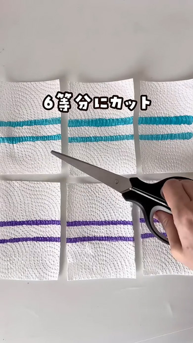 キッチンペーパー 輪ゴム 色づく 花