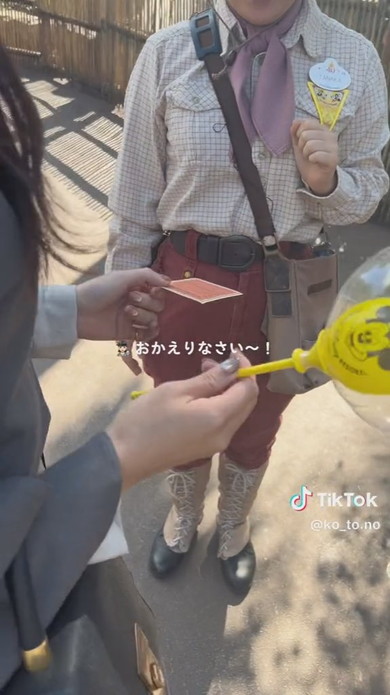 ディズニーで入場する女性