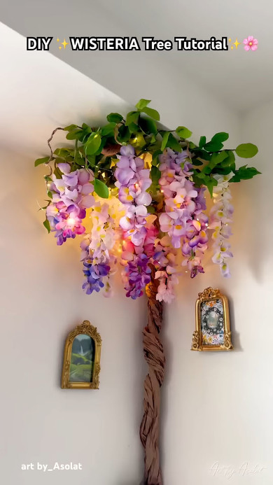 キッチンペーパーを藤の花にリメイク