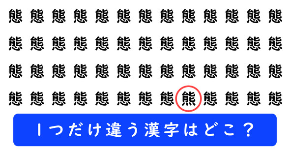 「態」の中に1つだけ「熊」が隠れています