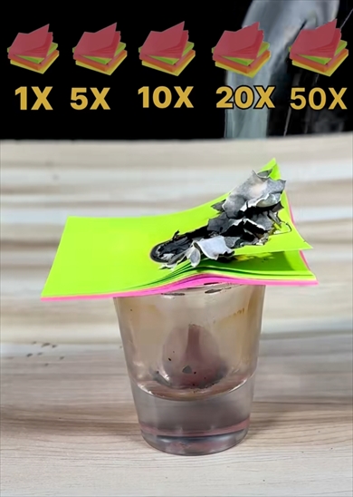 1000度の金属球を付せん何枚で止められるか