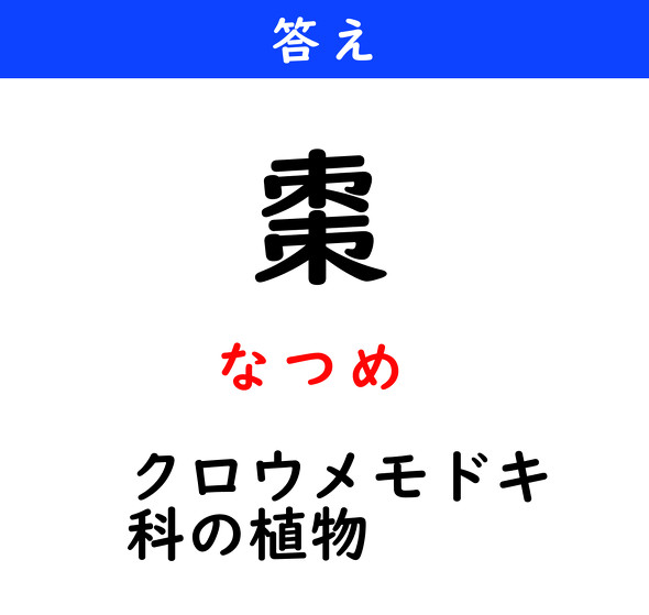 漢字クイズ　難読漢字　棗