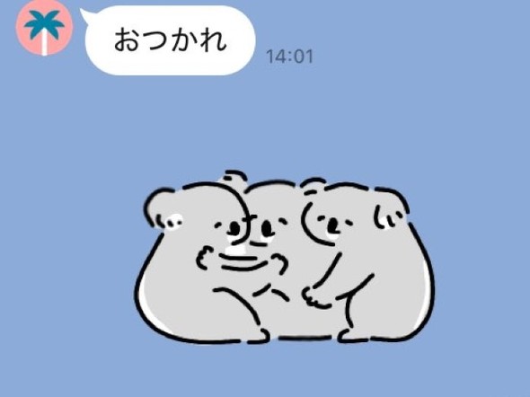 スクラムを組む3匹のコアラ