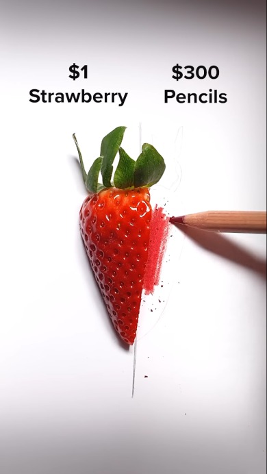 リアルなイチゴを描く