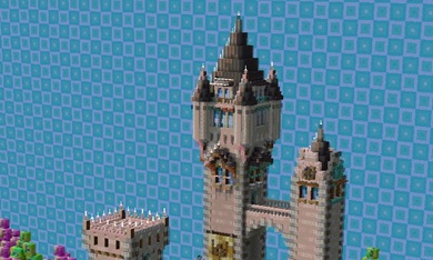 マインクラフト内で作ったトリックアート建築