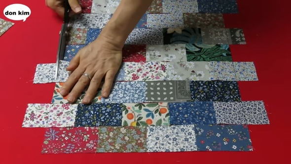 古い布をパッチワークに