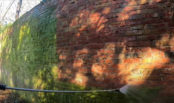 緑の壁を掃除したら全く違う色に