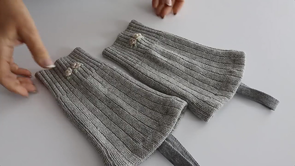 古いセーターの袖を再利用