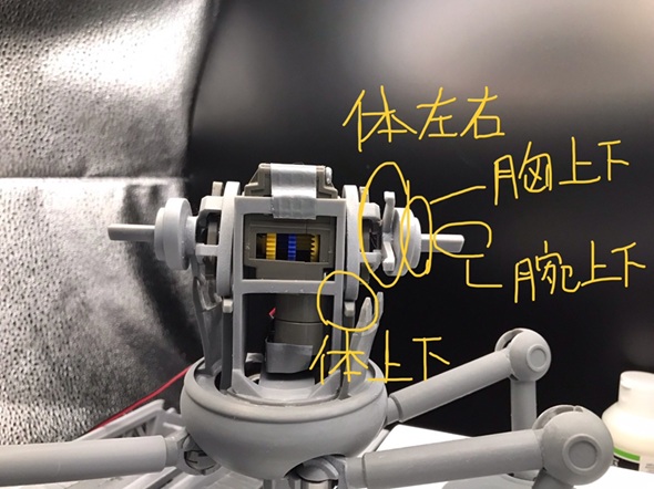 キラーマシンらしい動きを再現するため上半身に仕込んだ動作機構