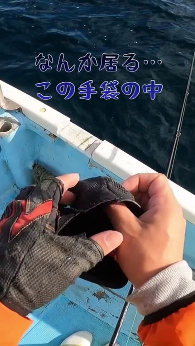 違和感の正体を調べるため右手袋を裏返す投稿者