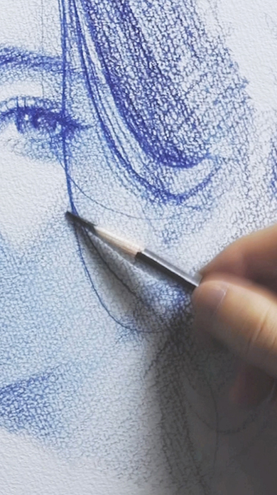青色鉛筆1本で描いた10分スケッチ