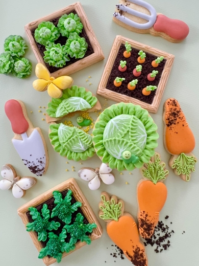春野菜の菜園アイシングクッキー