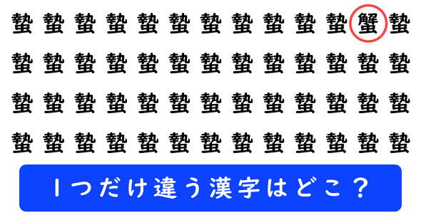 「蟄」の中に1つだけ「蟹」が隠れています