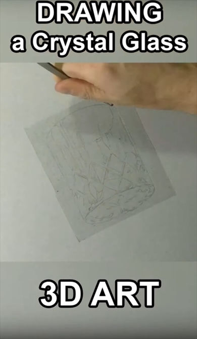 ドローイング　描写　クリスタルグラス
