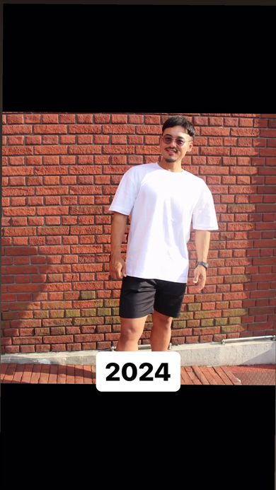 体重135キロのぽっちゃり男性→10年後の姿は　シャツを来ていても体の引き締まり具合が分かる2024年