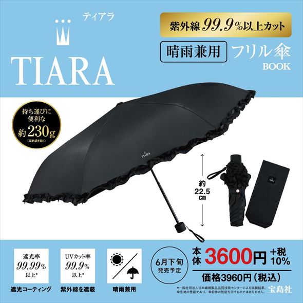 TIARA 紫外線99.9％以上カット 晴雨兼用フリル傘