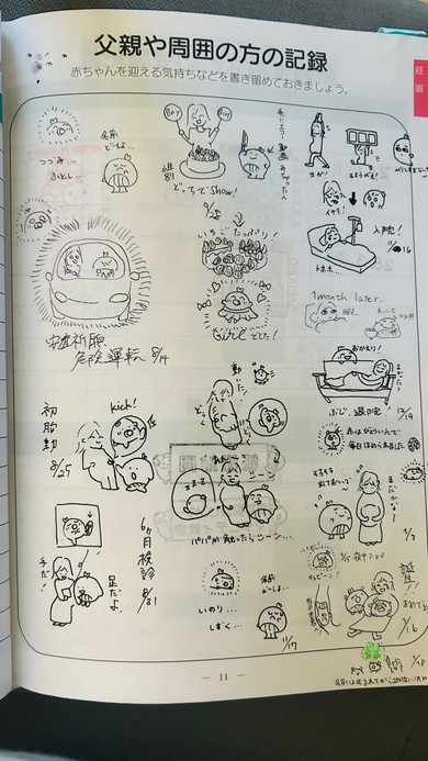 母子手帳に描かれたパパのイラスト