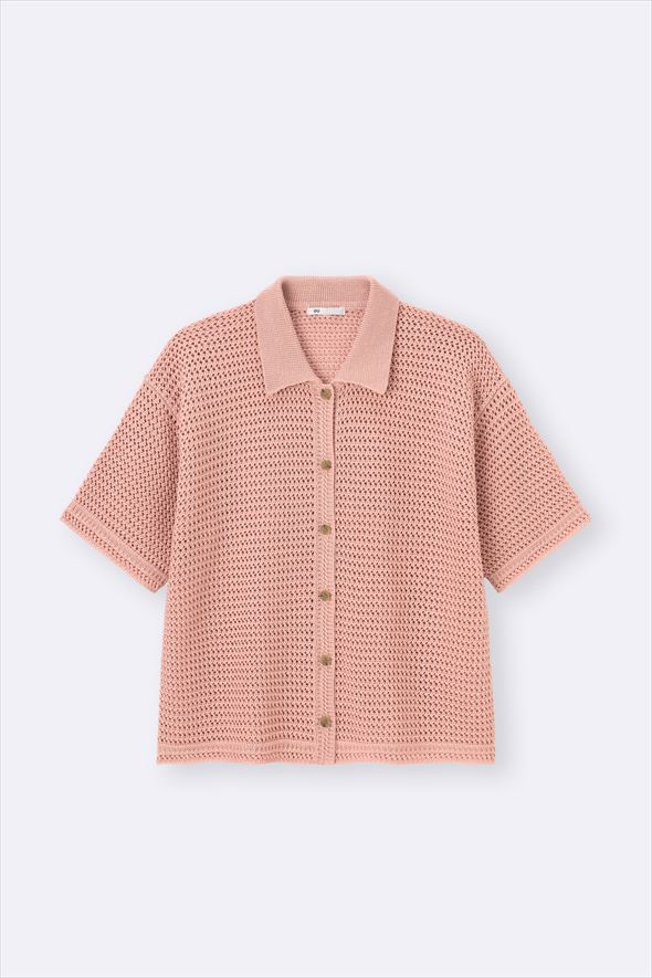 透かし編みニットシャツ