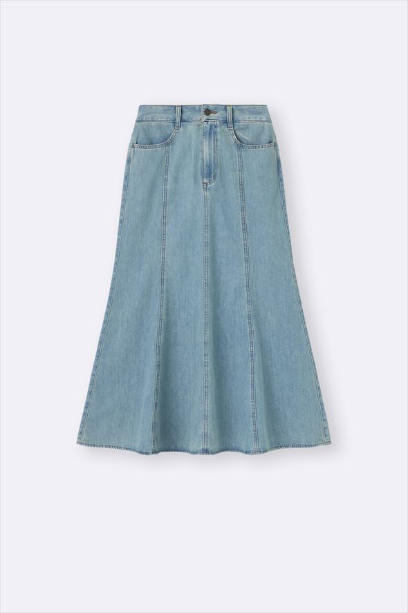 ライトデニムフレアマキシスカート