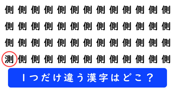 「側」の中に1つだけ「測」が隠れています