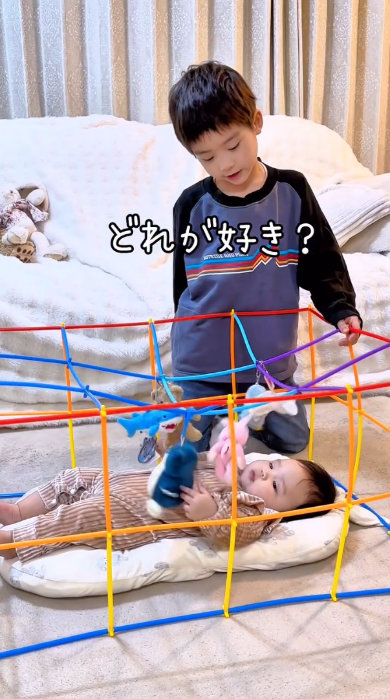 7歳兄が0歳妹にベビー事務を手作り