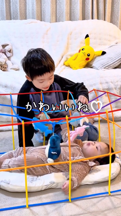 7歳兄が0歳妹にベビー事務を手作り