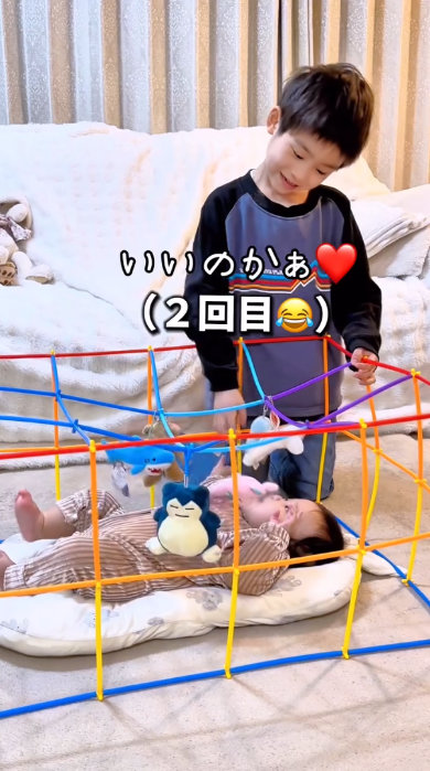 7歳兄が0歳妹にベビー事務を手作り